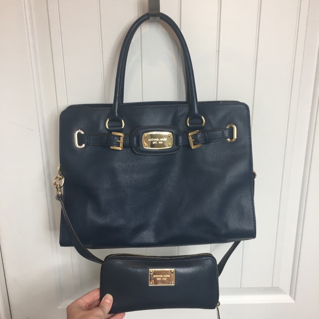 Michael Michael Kors Navy Leather Purse And Wallet